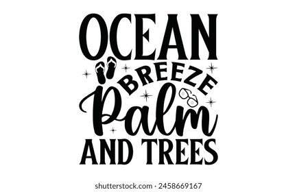  Palmeras y árboles de la brisa del océano sobre fondo blanco, Descarga digital instantánea. Ilustración para estampados en camisetas y bolsos, carteles 