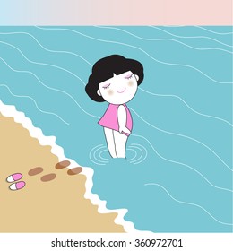 Ocean Breeze, Salty Air, Sun-kissed Hair Character illustration