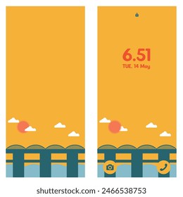 Océano con Ilustración vectorial de Fondo de pantalla para smartphone bridge