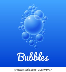 Ocean bubbles icon with text