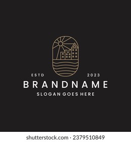 Ocean building logo vector icon illustration hipster vintage retro