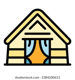 Ocean bungalow icon outline vector. Sea villa. Resort house color flat