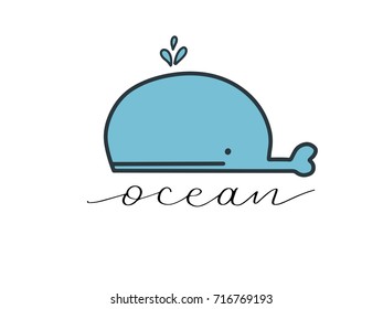 Ocean Calligraphy Hand Lettering Vector