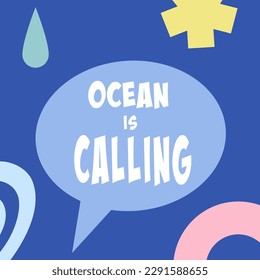 ocean is calling vector quote inscription , abstract stickers 