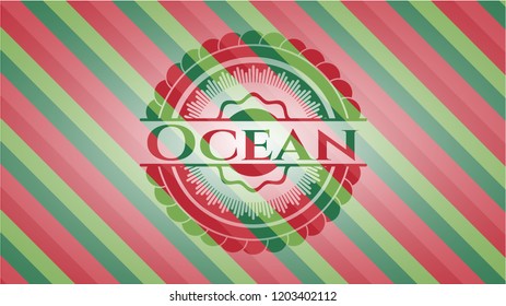 Ocean christmas colors emblem.