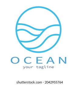 El océano en una imagen vectorial de diseño de círculo simple y logotipo