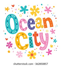 Ocean City, Maryland vector lettering decorative type