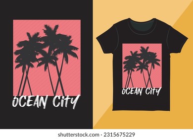 Ocean City Vector Design Illustration. Ocean City T-Shirt Design Vector