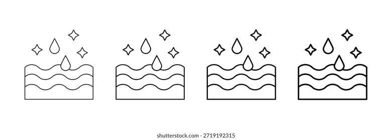 Ozean reinigen Symbole Vektor Set in verschiedenen Stroke Line Stil