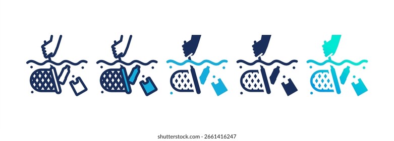 Conjunto de Ícones Múltiplos de Limpeza do Oceano