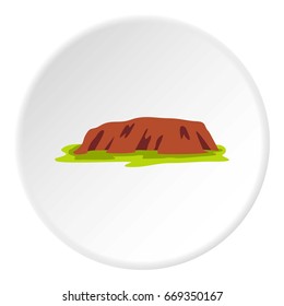 Ocean cliff icon in flat circle isolated on white vector illustration for web