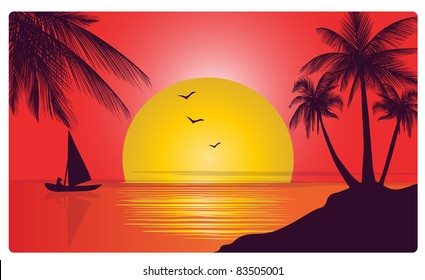 ocean coast at the sunset