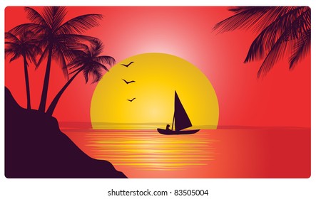ocean coast at the sunset