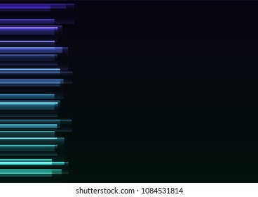 ocean color frequency bar overlap in dark background, stripe layer backdrop, technology template, vector illustration