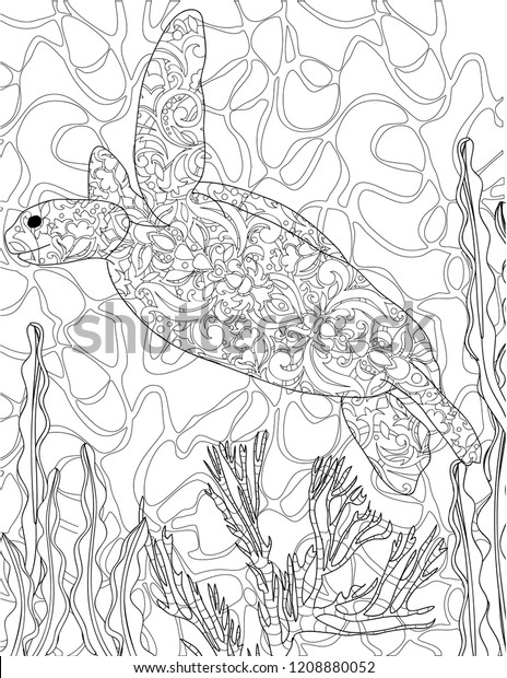 Download Ocean Coloring Book Page Adults Stock Vector Royalty Free 1208880052