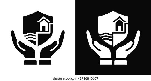 Ocean Conservation Symbol weißer und schwarzer Hintergrundstil