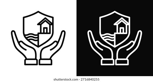Ocean Conservation Symbol weißer und schwarzer Hintergrundstil
