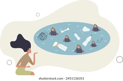 Ocean conservation and marine sea wildlife protection.flat vector illustration.