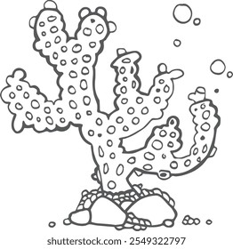 Ocean coral doodle. Hand drawn underwater wildlife