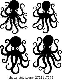 Octopus Octopus Schwarzes Symbolpaket