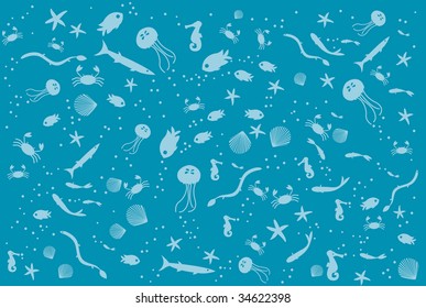 ocean creatures pattern background