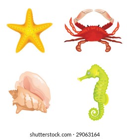 Ocean creatures, vector illustration