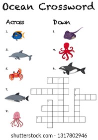 A ocean crossword game template illustration