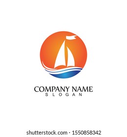 ocean cruise linear ship silhouette simple linear logo-vector