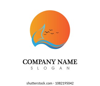 Ocean cruise liner ship silhouette simple linear logo