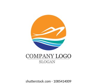 Ocean cruise liner ship silhouette simple linear logo