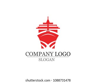 Ocean cruise liner ship silhouette simple linear logo