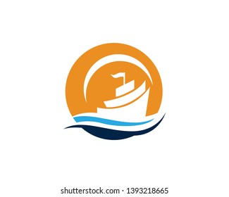 Ocean cruise liner ship silhouette simple linear logo