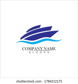 Ocean cruise liner ship silhouette simple linear logo