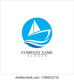 Ocean cruise liner ship silhouette simple linear logo