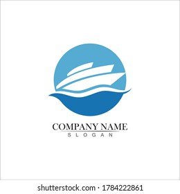 Ocean cruise liner ship silhouette simple linear logo