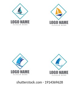 Ocean cruise liner ship silhouette simple linear logo
