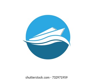 Ocean cruise liner ship silhouette simple linear logo