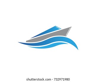 Ocean cruise liner ship silhouette simple linear logo