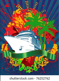 Ocean Cruise Liner Splash And Green Banner