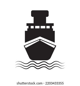 Ocean cruise ship front icon | Black Vector illustration |