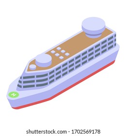 Ocean cruise ship icon. Isometric of ocean cruise ship vector icon for web design isolated on white background