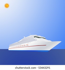 Ocean cruise ship on a calm ocean vector