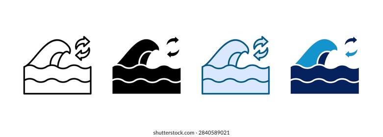 Ocean Current Icon Set Multiple Style Collection