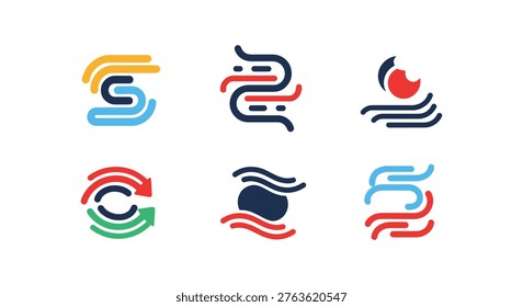 Ocean Current Line art vector abstract decorative illustration