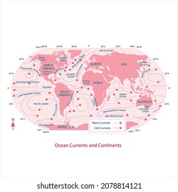 Ocean Currents And Continents Map