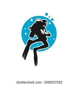 ocean diver illustration logo design