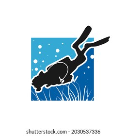 ocean diver illustration logo design