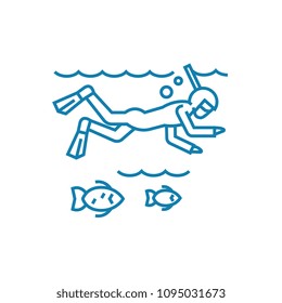 Ocean diving linear icon concept. Ocean diving line vector sign, symbol, illustration.