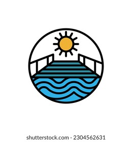 Ocean Dock Wave Landscaping Creative Logo