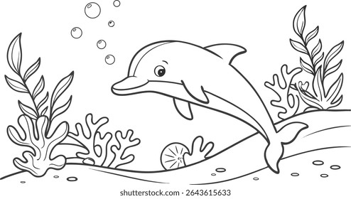 Ocean Dolphin Illustration | Tropical Marine Life EPS File